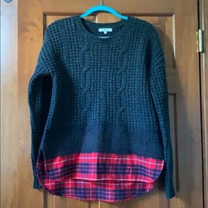 Dark Grey Madewell Sweater with Flannel Underlay